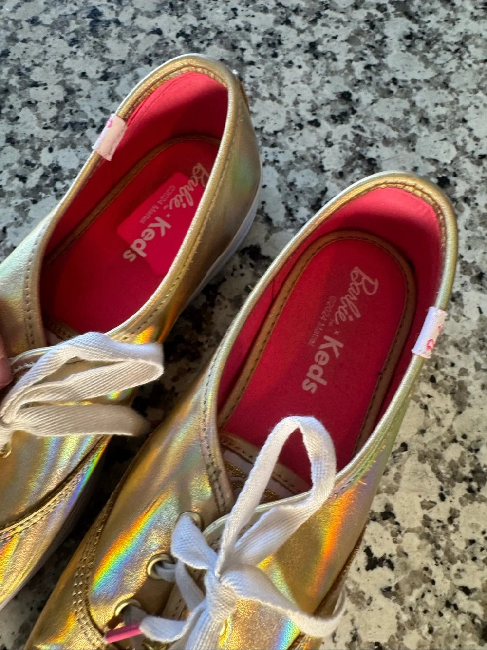 Keds x Barbie WH68062 Iridescent Gold Triple Kick Platform Sneakers Size 9